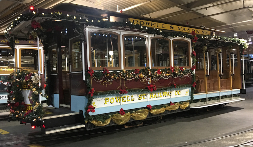 See San Francisco’s cable cars get dressed up for the holidays